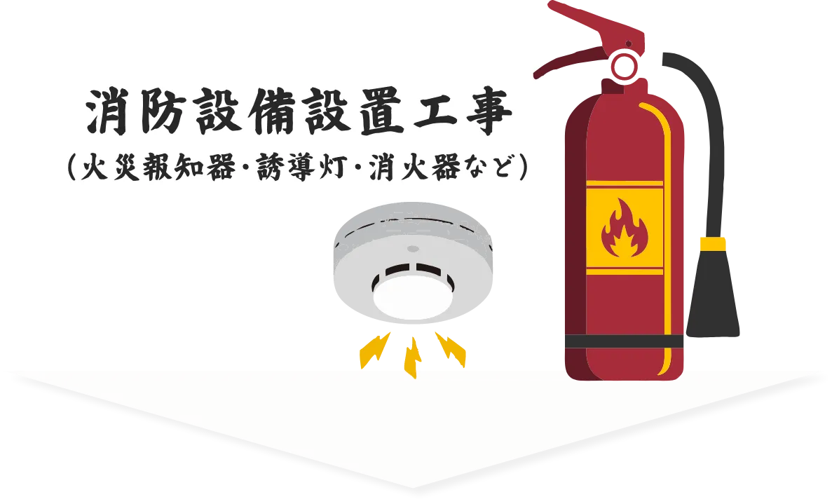 消防設備設置工事（火災報知器・誘導灯・消火器など）