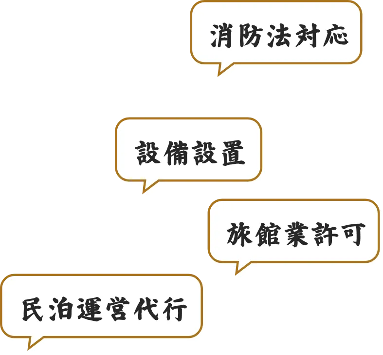 消防法対応、設備設置、旅館業許可、民泊運営代行