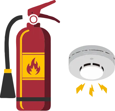 消火器と火災報知器のイラスト